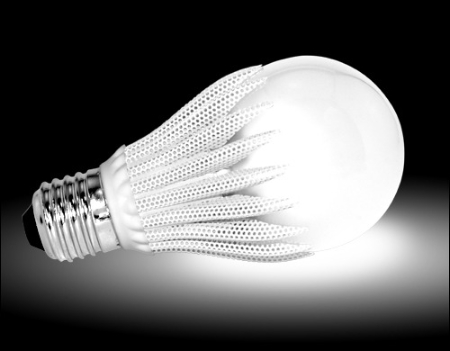 LED light used to replace incandescent 60w light bulb An example of an LED light used to replace standard lighting bulbs